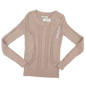 Old Navy Womens Pullover Sweater XS Brown Knitted Scoop Neck Long Sleeve
